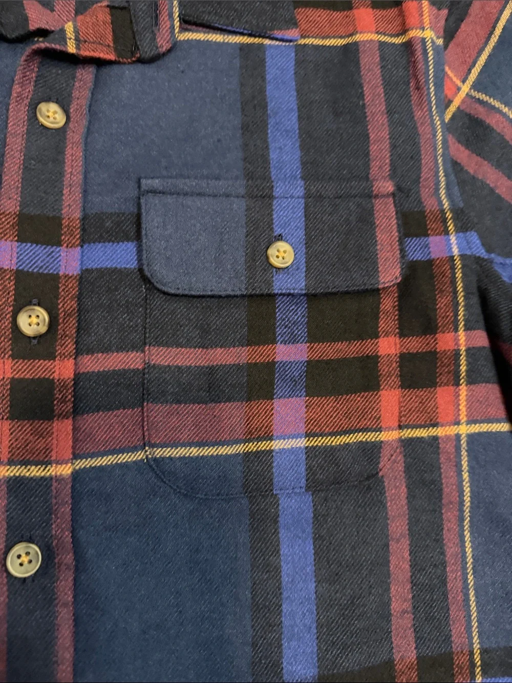 Old Navy Navy Blue and Red Plaid Button-Up Shirt